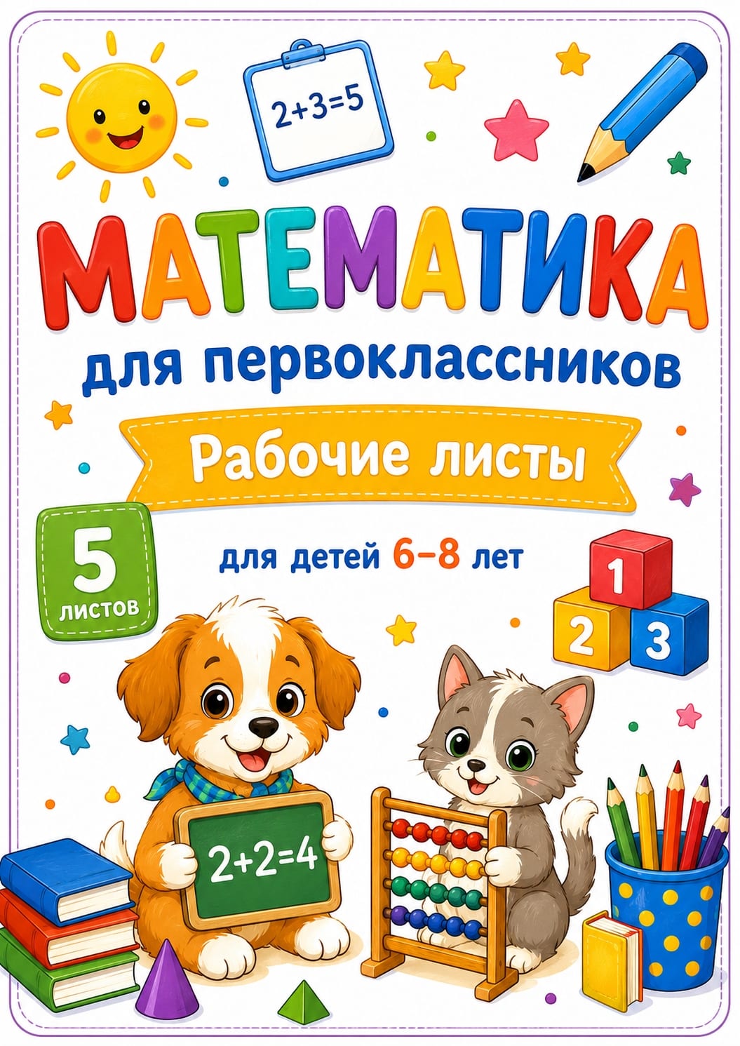 Превью «Математика без скуки. 5 рабочих листов для первоклассников»